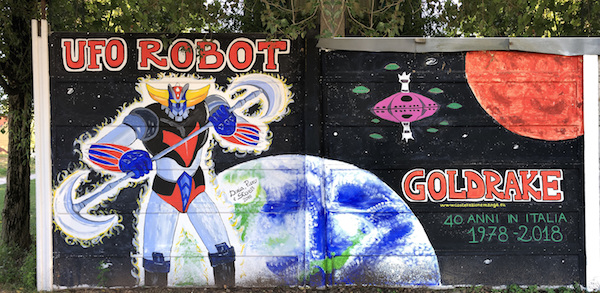 Wall painting for 40 years of Grendizer in Italy